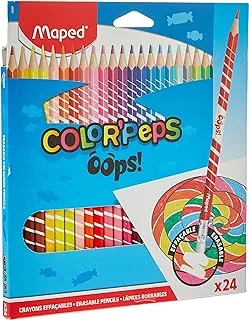 Maped Color'Peps Oops Erasable Color Pencils Set - Pack of 24 (Assorted), Multicolor (832824)