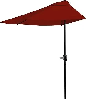 Pure Garden Half Umbrella Outdoor Patio Shade - 9 ft Patio Umbrella with Easy Crank - Small Canopy for Balcony, Table, or Deck