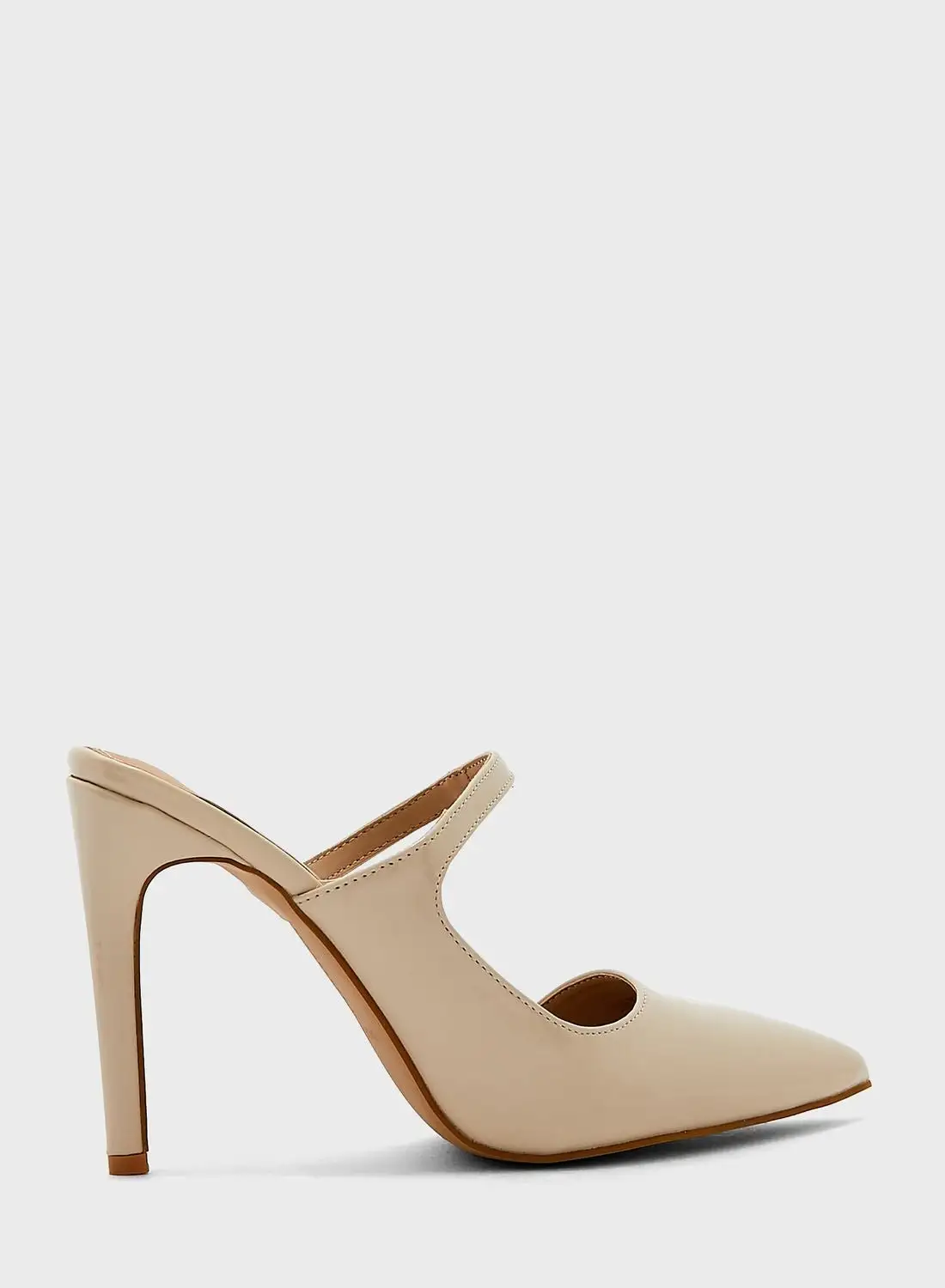 Ginger Strap Patent Pump