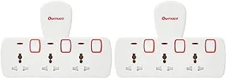 Oshtraco 3-Way Universal Plug Input Multi Extension Socket 2-Pack, Multicolor