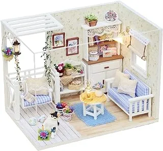 Amasawa DIY Dollhouse,DIY Miniature Dollhouse Kit Realistic Mini 3D Wooden House Room Handmade Toy with Furniture LED Lights Christmas Birthday Wedding Gift