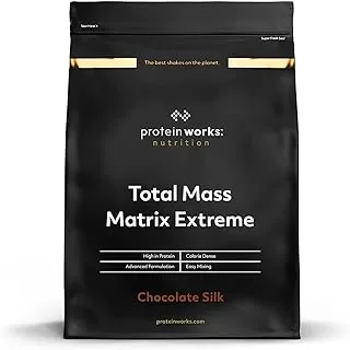 بروتين وركس - Total Mass Matrix Extreme Mass Gainer | مسحوق البروتين عالي السعرات الحرارية | مخفوق البروتين الشامل | مسحوق بروتين لزيادة الوزن | 5 حصص | حرير الشوكولاتة | 1.325 كجم