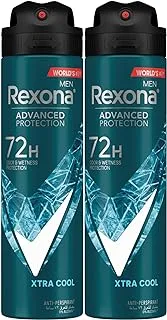 Rexona Men Antiperspirant Deodorant Spray, 72 hour sweat & odor protection, Xtra Cool, with MotionSense technology, 150ml (Pack of 2)