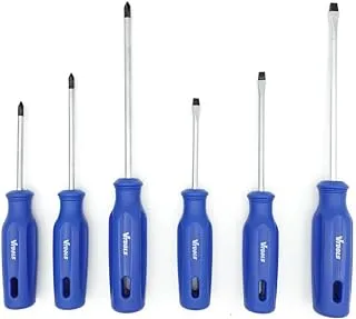 VTOOLS 6Pcs Screwdriver Set, 75,100 and 150mm Phillips and Slotted, Magnetic Tip With Non-Slip Comfortable Handle, CRV Steel Material, Perfect For Office, Home & Professional Use, Blue, VT2216