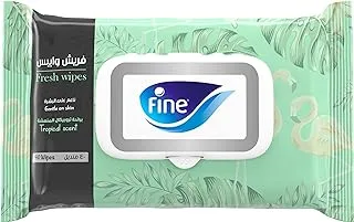 Fine, Fresh Wipes Tropical Scent, 40 sheets, Alcohol Free, Gentle on the Skin for a Refreshing and Clean Body