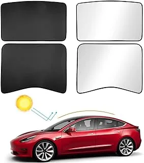 ECVV Tesla Model 3 Roof Sunshade Front & Rear Glass Roof Sun Shades with Skylight Reflective Covers Sunroof Heat Insulation UV Rays Protection Foldable with Storage Bag