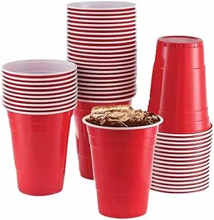 Red Plastic Juice Cups 16 Ounce, Red Heavy Duty Cups, Ideal for Weddings, parties, Birthdays, Dinners, Lunch 150 Pieces.