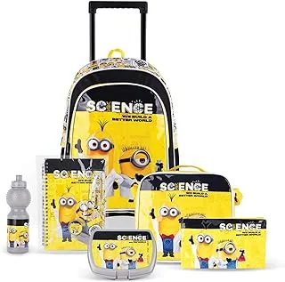 TRUCARE Universal Minions Science 6in1 Trolley School Bag Box Set | Kids,Boys,Girls Backpack Gift | Water Resistant, 18