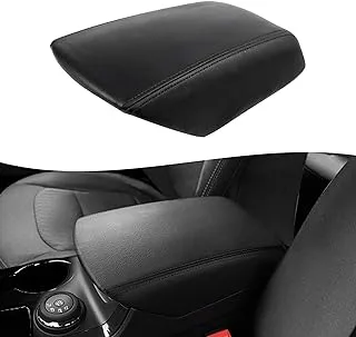 KBH Auto Center Console Armrest Cover for Ford Explorer 2011-2018 Vinyl Microfiber Leather Console Replacement Black