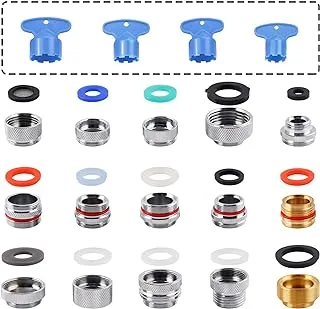 15 Pcs Faucet Adapter Kit, Brass Faucet Aerator Adapter Set Male Female Kitchen Faucet Adapter Converter to Faucet Aerator, Garden Hose, Standard Hose in RV, Apply on Both Removable and Cache Aerator