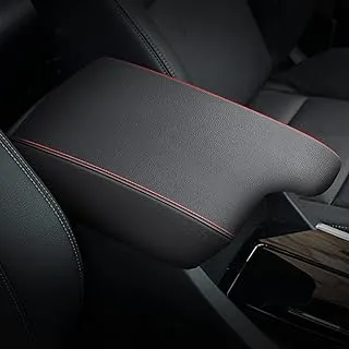 AOMSAZTO Leather Center Console Armrest Cover for Honda Accord 2013-2017 Black with Red Stiches