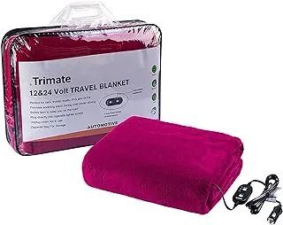 trimate Electric Car Heating Blanket Plush 3 Heat Settings, Auto Shutoff, Washable, 55 X 40, Plugs into Cars 12v and Trucks 24v OuGreat for Cold Weather, Tailgating, Emergency Kits, Red