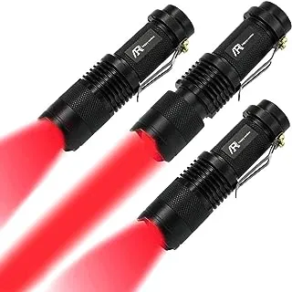 AR happy online 3 Pack Red Light Flashlight, 3 Modes Mini Red LED Flashlight, Zoomable Red Flashlight Tactical Torch with Clip for Hunting, Astronomy, Aviation, Night Observation