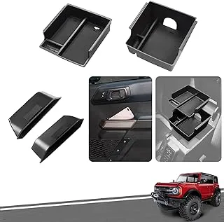 WDG for Ford Bronco Accessories 2021 2022, Center Console Storage Organizer and Door Handle Storage Box, Insert Tray Armrest Storage Box Compatible for Bronco 2021 2022 2 Doors and 4 Door(4PCS)