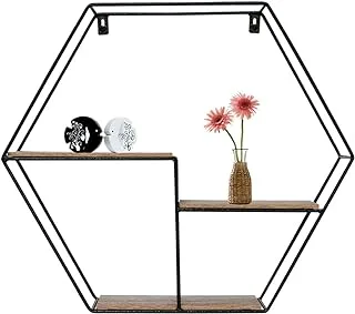 Feelings Metal Wire Wall Shelves | Wall Mounted Hexogonal Shelf For Bedroom, Living Room, Bathroom, 3 Tier Home Room Decor