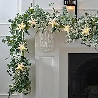 Ginger Ray White Paper 3D Star String Light Christmas Bunting Streamer Garland Hanging Decoration 5m