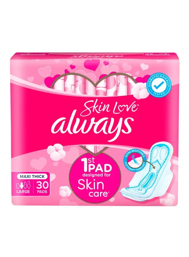 Always Skin Love Pads Pink 30 Large Thick Napkin