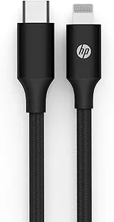 كابل HP USB C إلى Lightning للشحن والمزامنة، يدعم توصيل الطاقة، سبائك الألومنيوم، أسود (DHC-MF103-1m)