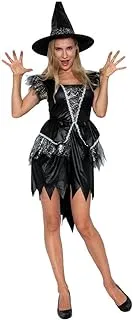 Mad Toys Black Witch Dress Up Adult Halloween Roleplay Cosplay Theme Party Costumes, Large UK 16-18