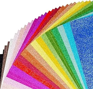 Glitter Cardstock Paper, 40 Sheets 20 Colors, Premium A4 Cardstock Glitter Construction Paper, Colored Glitter Paper for DIY Art Projects, Wedding Birthday Party Decors, Gift Box Wrapping, 250 GSM