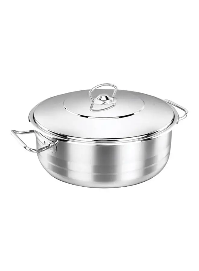 Korkmaz Low Casserole With Lid Silver 20Liters