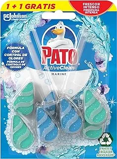 Pato Active Clean Hanger For Toilet, Intense Freshness, Perfume And Sanitize, Aroma, (Duo Pack, 2 Units) [All Scents], J308511, Marine, 130 G