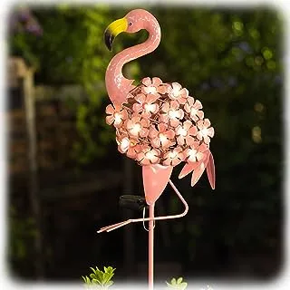 HOMEIMPRO Garden Solar Lights,Flamingo Pathway Outdoor Stake Metal Lights,Waterproof Warm White LED for Lawn,Patio or Courtyard