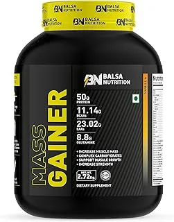 Balsa Nutrition Mass Gainer Protein Powder- 2.72kg, 336g per Serving (Vanilla Flavour) | High-Calorie Blend For Muscle Building & Weight Gain, Performance & Workout Recovery | Non- GMO