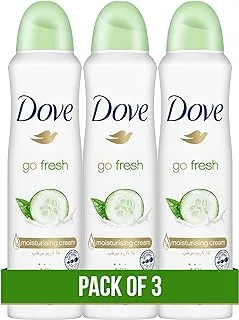 Dove Go Fresh, Antiperspirant Deodorant Spray, for 48 hour protection, Cucumber & Green Tea, with ¼ moisturising cream, 3x150ml