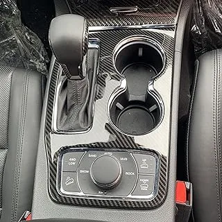 YOCTM For Jeep Grand Cherokee 2016 2017 2018 2019 2020 2021 Interior Accessories Gear Shift Cup Holder Cover Real Carbon Fiber Cup Holder Center Console Trim