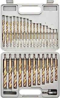 Tooluxe 10055L Titanium Coated Hex Shank Drill Bit Set, 30 Piece | Quick Change Design | 1/16