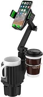 Pletmin Car Cup Holder Phone Mount: Universal Auto Cell Phone Stand with Drink Expand Cup Holder for SUV | Automobile |Compatible with iPhone and Other Android Smartphone-Green