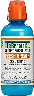 The Breath Co Fresh Breath Oral Rinse - Dentist Formulated - Alcohol-Free Oral Mouthwash for 12 Hours of Fresh Breath - Icy Mint Flavour, 500 ml