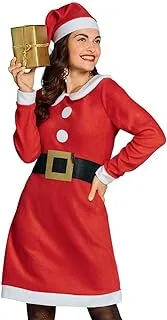 أزياء Mad Toys Christmas Lady Santa Claus للبالغين، فستان أحمر مع حزام وقبعة، متوسط ​​المملكة المتحدة 12-14