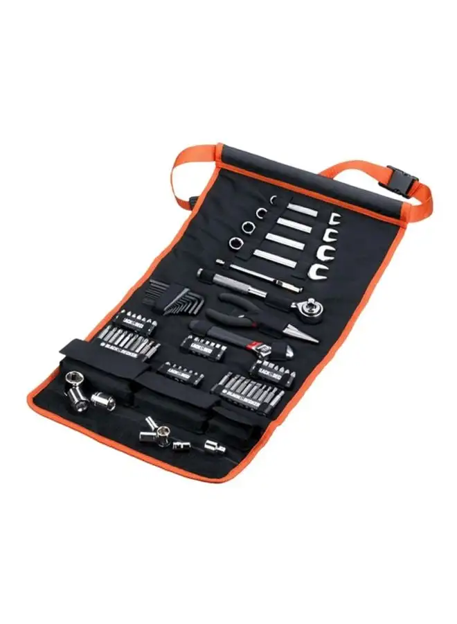 BLACK+DECKER 76-Piece Automotive Tool Set With Soft Roll Bag Silver/Black/Orange