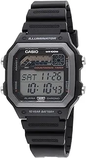 Casio Illuminator 10-Year Battery Countdown Timer Alarm Chronograph Men's Watch WS1600H-1AV, Black