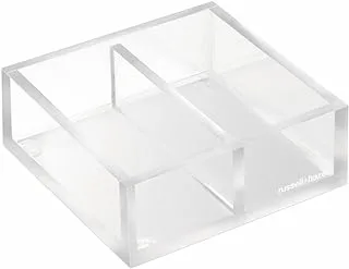 RUSSELL+HAZEL Acrylic Twin Bloc Small Desktop Organizer, Clear, 4” x 4” x 1.5”