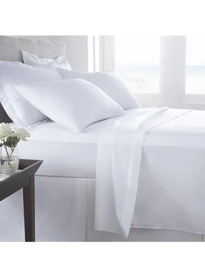 Princes 2-Piece 100% Cotton 180Tc Dyed Flat Sheet Set Cotton White 160x240cm