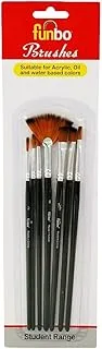 Funbo Multi-Purpose Long Assorted Oil Color Brush Set 7-Pieces, No. 2, 4, 6, 8, 1/4, 3/8, 1/2