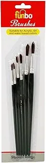 Funbo Multi-Purpose Short Round Oil Color Brush Set 6-Pieces, No. 2, 4, 6, 8, 10, 12