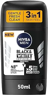 NIVEA MEN Antiperspirant Stick for Men, 48h Protection, Black & White Invisible Original, 50ml