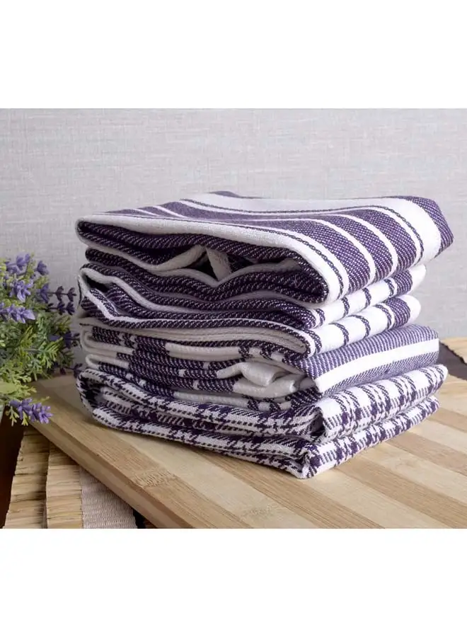 White Rose 4-Piece Multi Purpose Fabric Highly Absorbent Quick Dry Kitchen For Every Day Cleaning Towel Set 40x60 cm