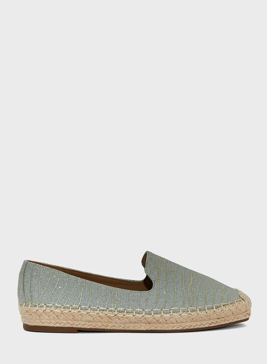 ELLA Black Shimmery Striped Espadrille