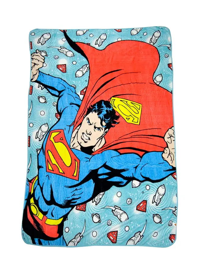 Warner Bros Supeman Design  Flannel Blanket Polyester Blue/Red/Yellow 160x220cm