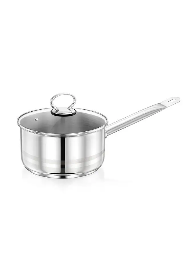 Prestige Prestige Stainless Steel 16 cm Saucepan With Glass Lid, Non Stick, Induction Compatible Saucepan, Silver 18/11