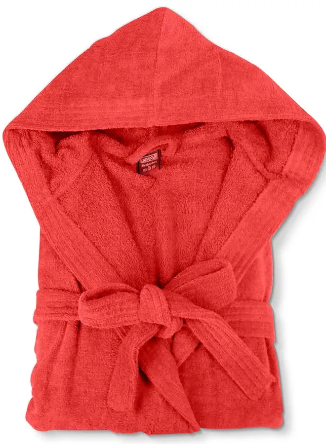 White Rose Bathrobe Unisex Adult velour Salerino 100% Cotton 1250 Grams Luxury Feel Premium Look Super Absorbent Quick Dry Hood & Pocket Size Medium Red Color