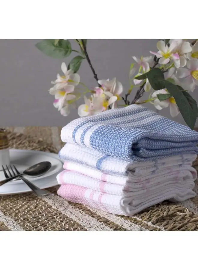 White Rose 4-Piece Multi Purpose Fabric Highly Absorbent Quick Dry Kitchen For Every Day Cleaning Towel Set 45x70 cm