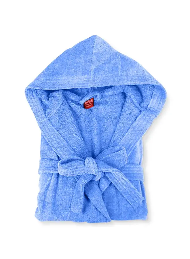 White Rose Bathrobe Unisex Adult velour Salerino 100% Cotton 1350 Grams Luxury Feel Premium Look Super Absorbent Quick Dry Hood & Pocket Size EXTRA LARGE Blue Color