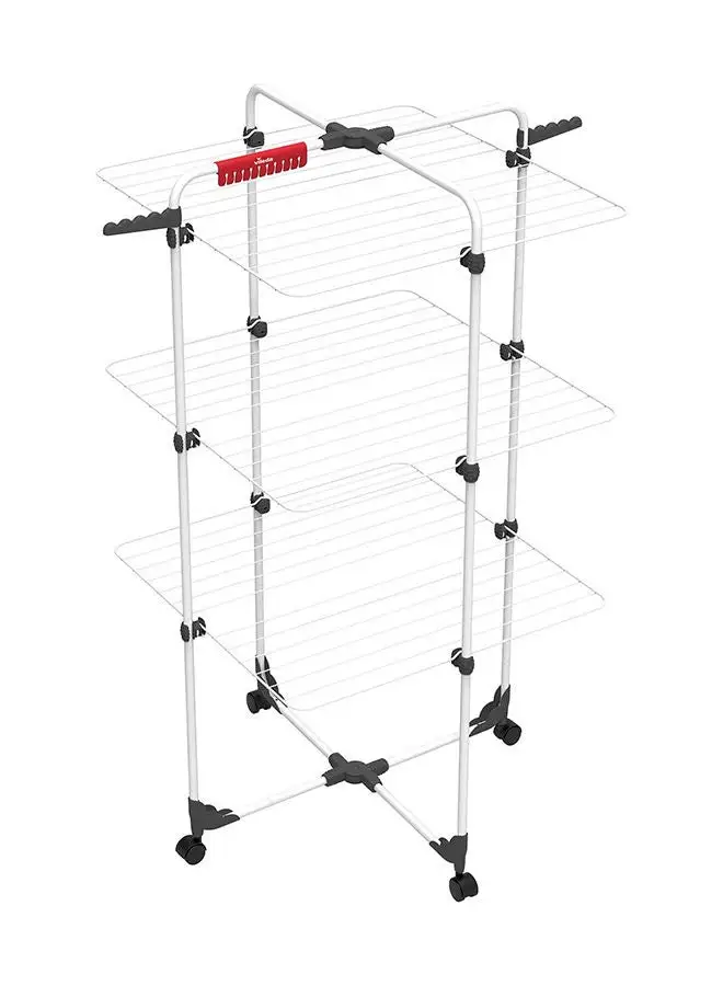 Vileda Vileda Mixer 3 Cloth Dryer Tower Airer with 3 Shelves 30m, Flexible , 6 Laundry Grids, Versatile - White (132 x 71 x 71 cm)