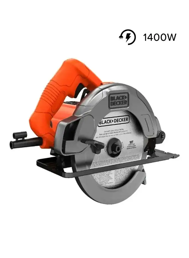 BLACK+DECKER Circular Saw With Bevel Angle Cutting And 18 Tooth Blade 5300RPM 1400W CS1004-B5 Orange/Silver/Black 33.8x25.6x24cm